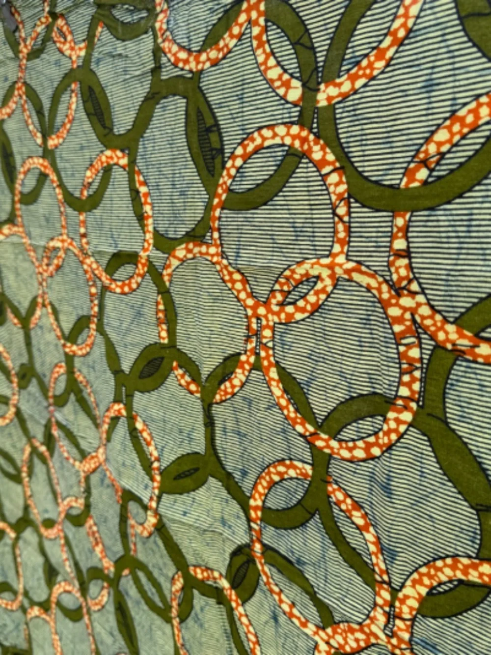 New Guaranteed Real Wax HiTarget African Fabric 1.75 yds Orange Green Circles